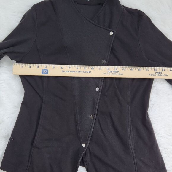 Eileen Fisher -975 Asymmetric Rib Snap Sweater Moto Jacket Organic Cotton Small - Picture 9 of 11